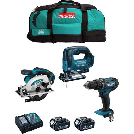 MAKITA Kit MK302 (DHP482 + DSS610 + DJV182 + 2 x 5,0 Ah + DC18RC + LXT600) (1/5)
