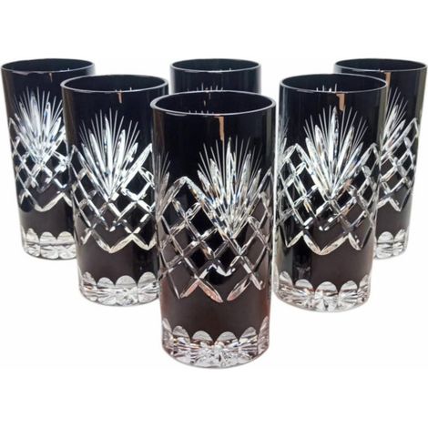 Bicchieri in cristallo nero per acqua e bevande da 320 ml, colore ananas. (1/5)