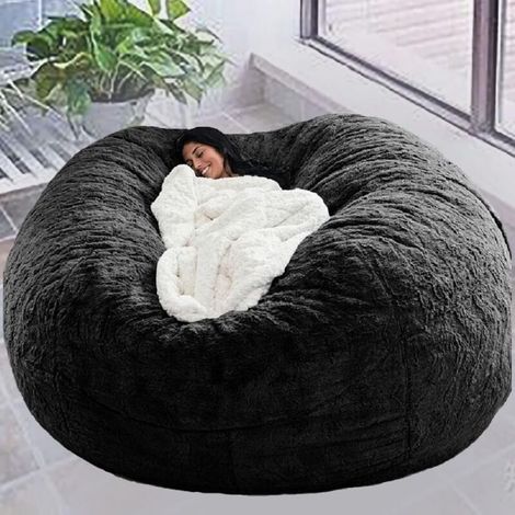 Bardusch-Housse pouf géant salon sans garnitures, floor pouf adulte party loisirs grand rond doux fluffy faux lit (1/5)