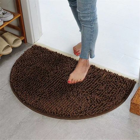 Tapis De Sol Semi-Circulaire - Absorbant Non Glissant Pour Salle De Bain Toilette Chambre - 35x50 cm - Chenille (1/3)