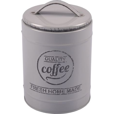 Metall Kaffeedose Vintage Kaffeebehälter Blechdose Vorratsdose Dekodose Teedose - grau