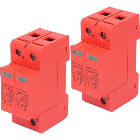 Dispositifs de Protection SPD 110 Voltag2P Parafoudre Photovoltaïque CC Courant de Décharge 40 KA, Installation Facile sur Rail, PC Ignifuge, Indicateur d'alimentation Visuel (DC 500V) (1/5)