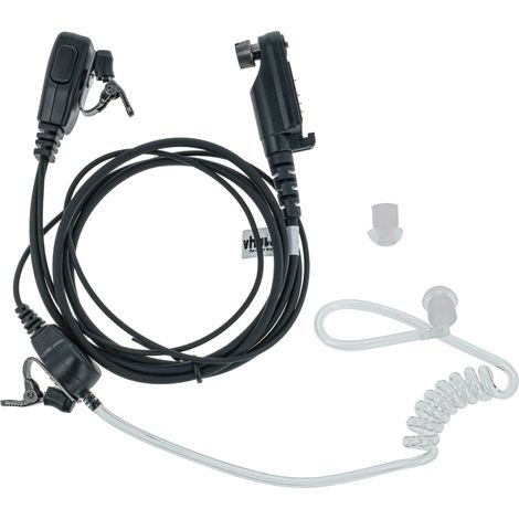 vhbw Headset earpiece compatible with Hytera PD605 Radio Walkie Talkie + Push-to-Talk Microphone, Transparent acoustic tube