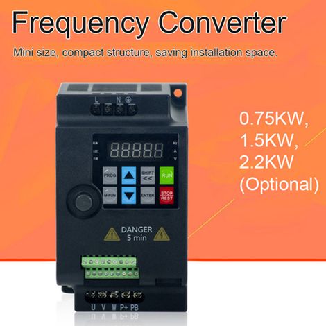 [JAMAIS UTILISÉ]Convertisseur de fréquence vectoriel monophasé AC220V VFD pour la régulation de vitesse de moteur en continu. (1/3)