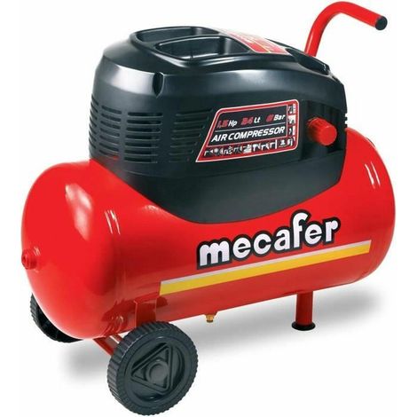 MECAFER Kompressor - 24L 1.5HP ohne Öl + Schlauch und Blaspistole