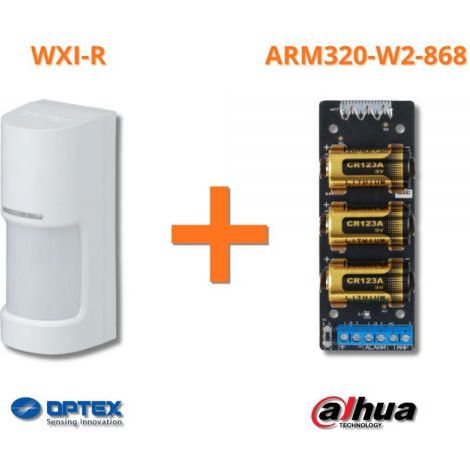 Optex sensore infrarosso esterno antifurto 180 gradi wireless + Modulo Dahua ARM320-W2-868 - WXI-R
