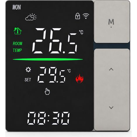 Thermostat pour Chauffage à Eau et Chaudière, SDM5, Cadre Gris, Sans Wi-Fi, Commande 3A (1/5)