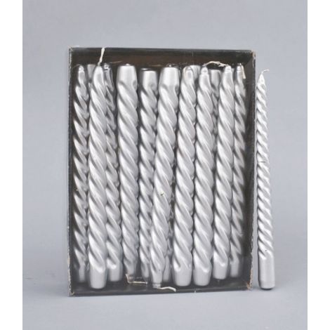 Kerze Torciglione Silber 24 cm