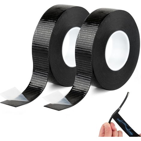 Paquete de 2 rollos de cinta aislante autosellante - 10 m x 23 mm x 0,8 mm - Impermeable - Negra - Cinta adhesiva autosellante - Cinta vulcanizante - Para aislar, reparar y agrupar (1/5)