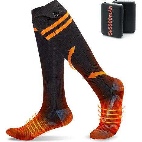 Chaussettes chauffantes connectées à une application, batterie de 5000 mAh, 4 niveaux de chaleur réglables pour la randonnée, le ski, le camping, la moto, pour hommes et femmes