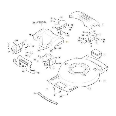 Copertura frontale in carbonio nero Rasaerba a batteria MODEL-1 Stiga - GGP - 381390127/0