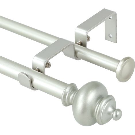 Barre De Rideau Double Réglable - 5/8" Et 1/2" - 28 À 48 Pouces - Finition Plombé - Pour Rideaux Simple Et Doublé (1/5)