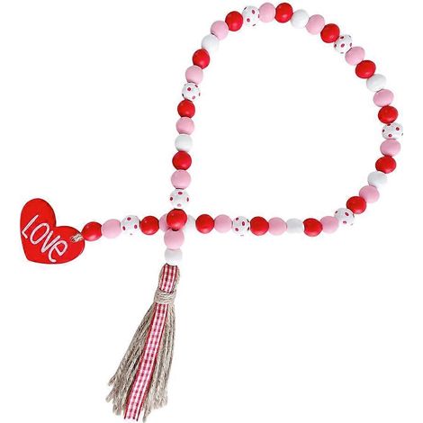 Guirlande de perles en bois avec pompon, décoration de Saint-Valentin, 3 pièces (1/5)