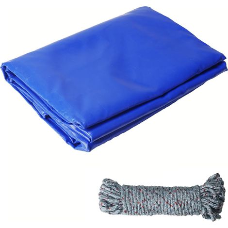 Bâche de Protection avec Oeillet et 10m Ficelle Bâche Multifonctions pour Camion Meubles Auvent Imperméable Résistant à la Déchirure 420 g/m² (Bleu, 3 x 4 m) (1/5)