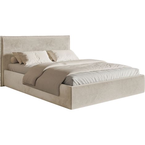 Selsey Softie Slim – Polsterbett 180×200 mit Lattenrost, Velours, beige (1/5)