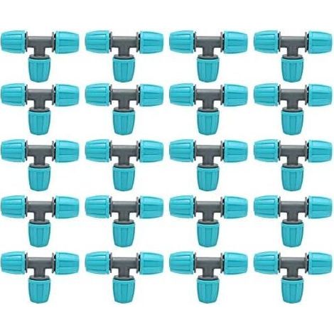 20pcs Barbed Tee Fittings, 16mm Barbed Hose Connectors Drip Irrigation Fittings Tubing Tee Connectors 3 Way Adapter Water Pipe Joints (1/5)