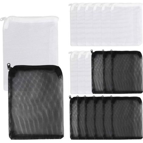 Sacs filtrants pour aquarium 20 pièces, maille zippée, blancs et noirs (1/4)