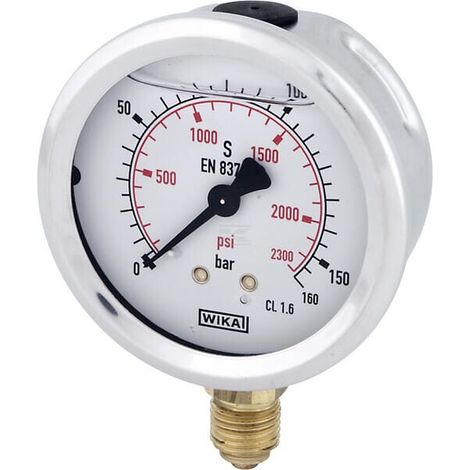 Glycerine pressure gauge 63 mm 160 bar bottom mount WIKA B711W063160D