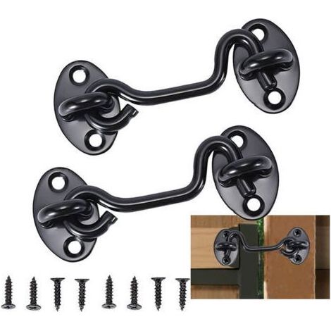 Stück schwarze Edelstahl-Fensterhaken/Türriegel aus Edelstahl für Garage und Schuppen, inklusive Schrauben – 7,5 cm (1/5)