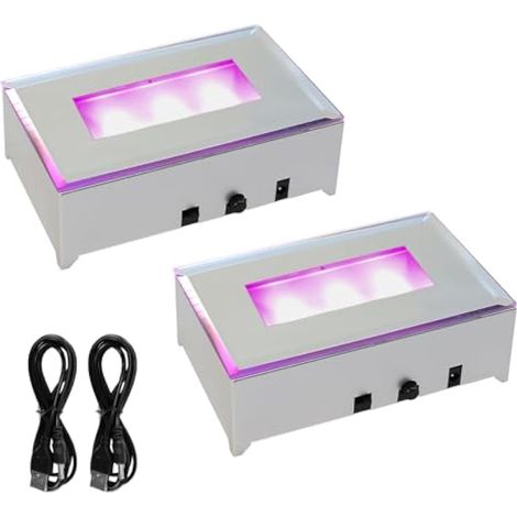 Base rectangulaire d'affichage à DEL, 11 cm, 10 modes d'éclairage, sur piédestal multicolore à 5 LED changeantes, base lumineuse pour art en verre 3D (2) (1/5)
