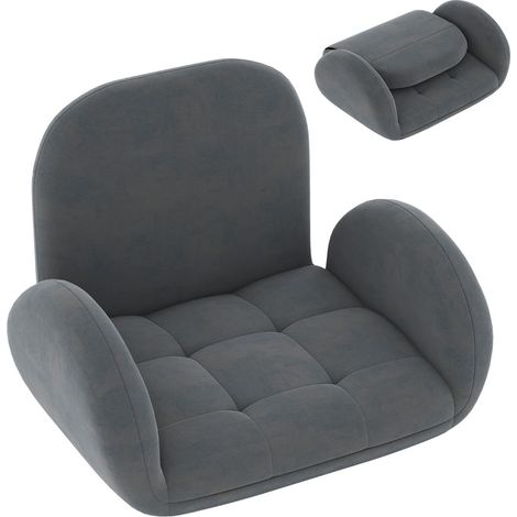 Silla gaming plegable de suelo de 88-60 x 72 x 40-57 cm comodidad óptima diseño moderno en tejido de ante gris 200011154