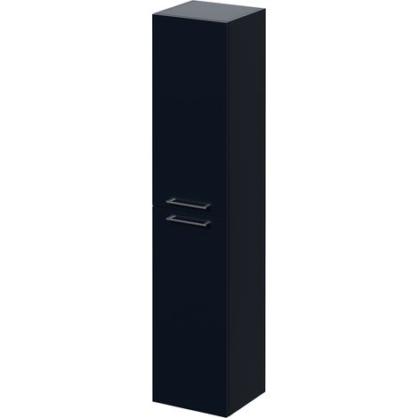 Napoli Deep Blue 350mm x 1600mm Wall Mounted 2 Door Storage Unit - 350mm - Chrome 160mm Handle