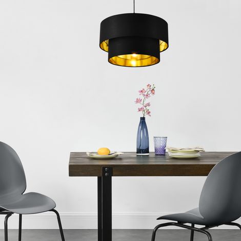 Suspension Lopar E27 Diamètre 40 cm Noir Doré [lux.pro] (1/6)