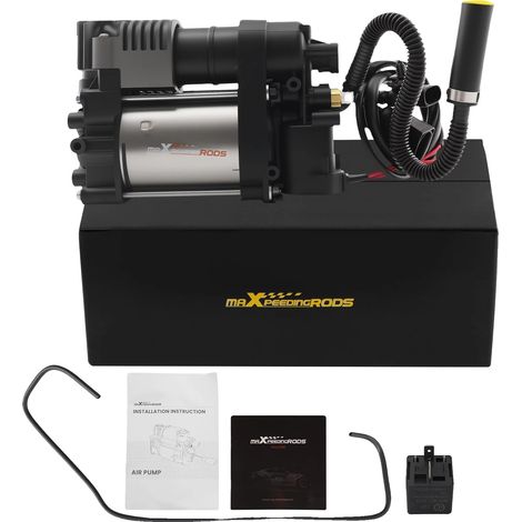 Compresor de suspensión neumática, 30,5 x 20,3 x 15,2 cm, compatible con Porsche Cayenne II (2011-2018), presión de 2,0 bar (29 psi), voltaje de entrada de 12 V, potencia de 500 W. (1/5)