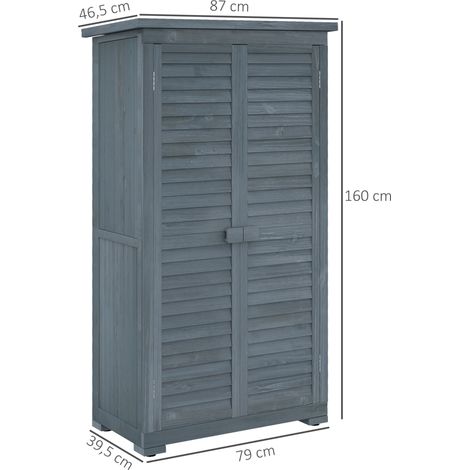 Garten-Holzschrank 87 x 46,5 x 160 cm, grau, Lamellentüren – MEUBLIV (1/5)