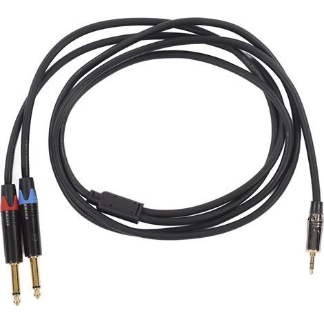 Câble stéréo 3.5mm mâle vers double 6.35mm TS mâle pour ampli table de mixage 2m (1/5)
