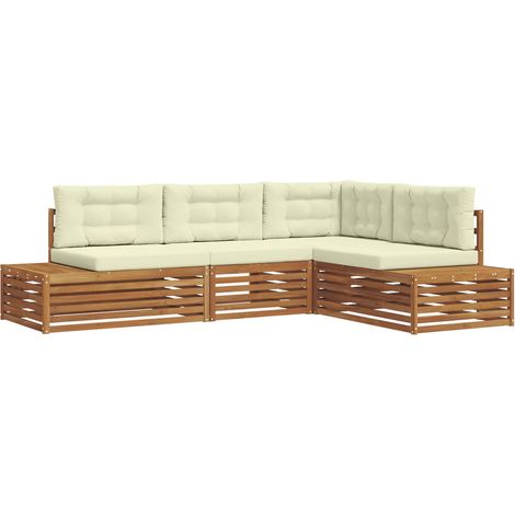 Outdoor-Sofagarnitur mit Kissen 4 Stück Natur und Creme vidaXL