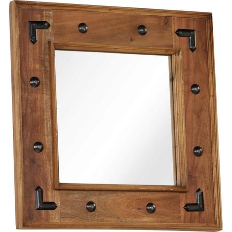 Maison Exclusive - Spiegel Akazienholz Massiv 50x50 cm (1/5)