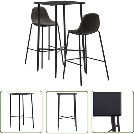 The Living Store Ensemble de bar 3 pcs Tissu Gris foncé - Ensemble De Bar - Meuble De Salle À Manger - Mobilier Moderne - Table De Bar - Chaises De Bar (1/5)