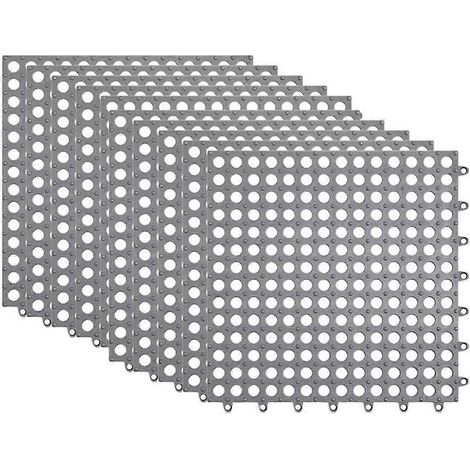 Dalles de sol antidérapantes - Tapis de douche souple et raccordable pour salle de bain, terrasse, piscine, patio et tapis de drainage extérieur gris (1/5)