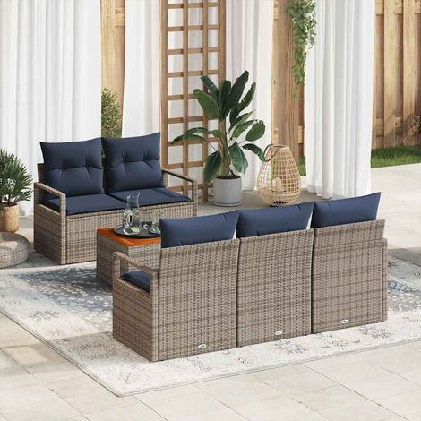 Teenpull – Gartensofa-set 6 Stk. Grau Poly-Rattan (1/5)