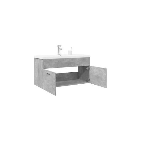 Armoire lavabo de salle de bain avec bassin intégré gris béton