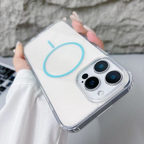 Étui de protection magnétique transparent pour iPhone (iPhone 13 Pro, bleu)