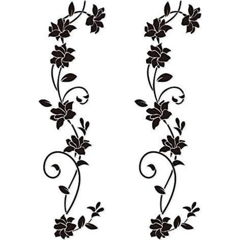 CSPARKV 105 x 30cm 2 Sets Stickers Muraux Fleur de vigne Noir Deisgn en PVC Autocollant Mural pour Enfants Chambre Salon Bureau Resto Boutique Decoration (1/5)