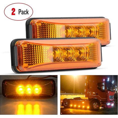 3-LED gelbe 12V Front- und Heckmarkierungsleuchten für LKWs und Anhänger, wasserdicht und vollständig abgedichtet, Oberflächenmontage.