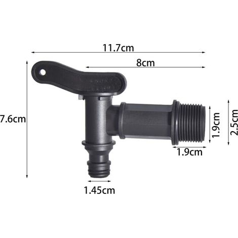 Robinet Cuve 1000l Plastique 3/4'' pour Recuperateur Eau de Pluie, Adaptateur de Boîte de Rangement d'eau IBC avec Joint Contre-Ecrou et Raccord de Robinet (2 Pcs) (1/3)