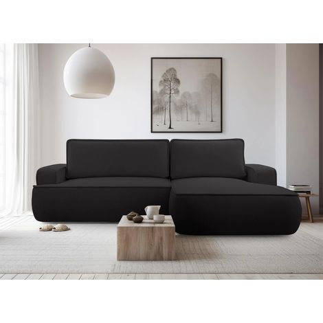 AX LIVING Ablia Sofa L Form mit Schlaffunktion Schwarzes 267 cm R