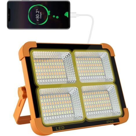 Portable 100W LED solar work light with 1000 lumens, adjustable brightness and rechargeable battery – ideal for emergency work on construction sites. A great Father's Day gift.--DTEKGAZ