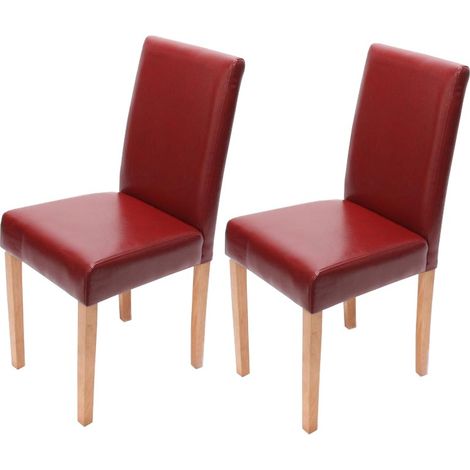 Juego de 2 sillas de comedor sintéticas rojas con patas claras CDS04043 (1/2)