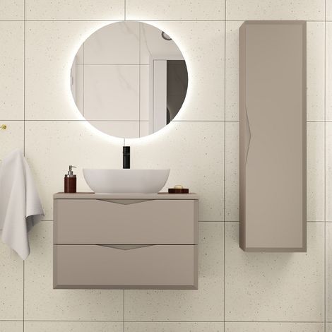 Conjunto de muebles con lavabo individual 80cm y columna Ellie Cachemira (1/4)