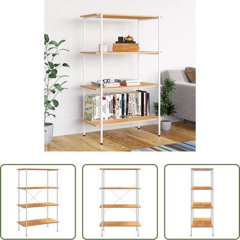 Étagère de salon -  Étagère à 3 niveaux Blanc et chêne 80x40x130 cm (1/5)