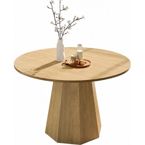 CHICFURN Tavolo da pranzo rotondo 120 x 120 x 75 cm in MDF rovere, 4-6 persone (1/5)