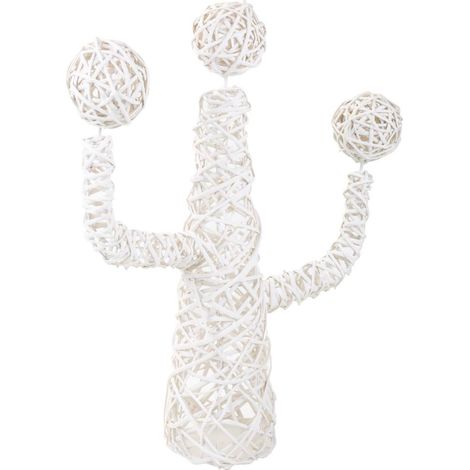 Cactus decoración de mimbre blanco 28x28x65h cm (1/4)
