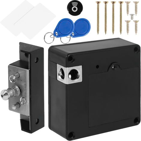 Serrure connectée invisible pour armoire, tiroir, objets de valeur, vestiaire, maison, bureau, avec déverrouillage NFC-RFID pour plus de sécurité, 2 cartes incluses, noire (1/5)