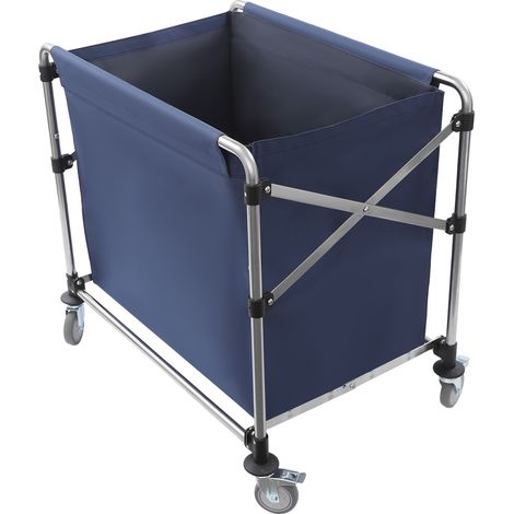 Chariot à Linge Professionnel en Acier Inoxydable 100 kg, Panier à Linge en Tissu Oxford Pliable 90x60x88 cm, 4 Roues Pivotantes 360° avec Frein pour Hôtel, Buanderie et Hôpital (1/5)