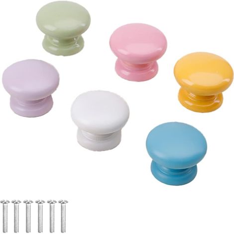 Achengqi 6 poignées rondes colorées, boutons de meubles solides, tiroirs et armoires pour chambre d'enfants. (1/5)